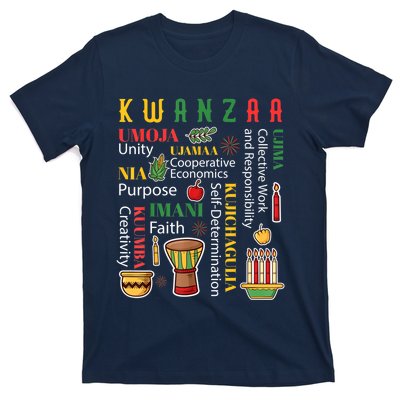 Happy Kwanzaa Drum Kinara Seven Candles Africa Celebration T-Shirt