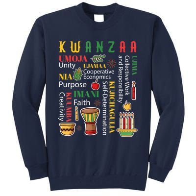 Happy Kwanzaa Drum Kinara Seven Candles Africa Celebration Tall Sweatshirt