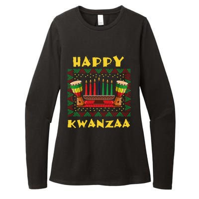 Happy Kwanzaa Drum Kinara Seven Candles Africa Celebration Womens CVC Long Sleeve Shirt