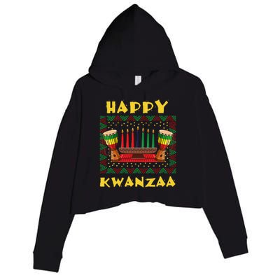 Happy Kwanzaa Drum Kinara Seven Candles Africa Celebration Crop Fleece Hoodie