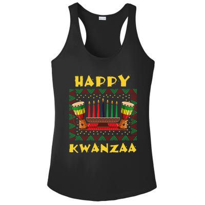 Happy Kwanzaa Drum Kinara Seven Candles Africa Celebration Ladies PosiCharge Competitor Racerback Tank