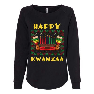 Happy Kwanzaa Drum Kinara Seven Candles Africa Celebration Womens California Wash Sweatshirt