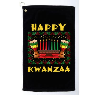 Happy Kwanzaa Drum Kinara Seven Candles Africa Celebration Platinum Collection Golf Towel