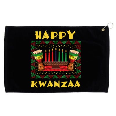 Happy Kwanzaa Drum Kinara Seven Candles Africa Celebration Grommeted Golf Towel