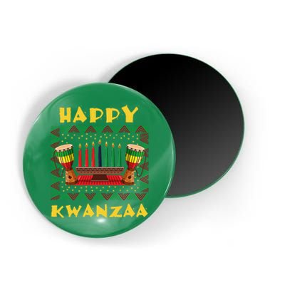 Happy Kwanzaa Drum Kinara Seven Candles Africa Celebration Magnet