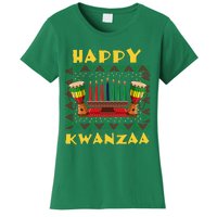 Happy Kwanzaa Drum Kinara Seven Candles Africa Celebration Women's T-Shirt