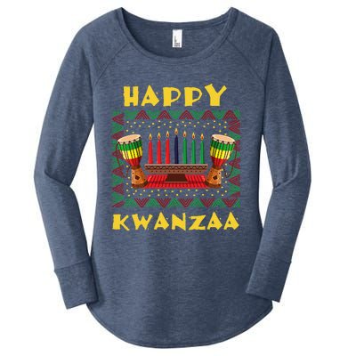 Happy Kwanzaa Drum Kinara Seven Candles Africa Celebration Women's Perfect Tri Tunic Long Sleeve Shirt