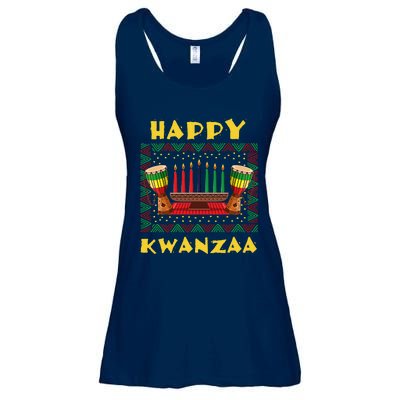 Happy Kwanzaa Drum Kinara Seven Candles Africa Celebration Ladies Essential Flowy Tank