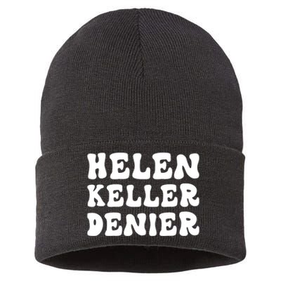 Helen Keller Denier Meme Sustainable Knit Beanie