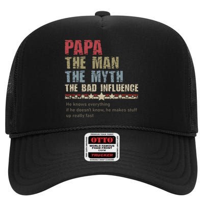 He Knows Everything If He Doesn’T Know He Make A Stuff Up High Crown Mesh Back Trucker Hat