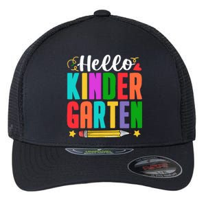 Hello Kindergarten First Day Of School Teachers Students Flexfit Unipanel Trucker Cap