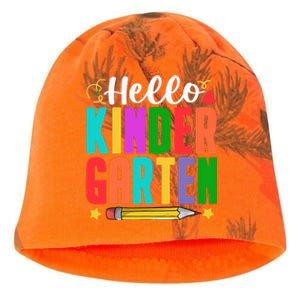 Hello Kindergarten First Day Of School Teachers Students Kati - Camo Knit Beanie