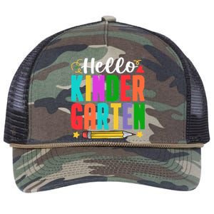 Hello Kindergarten First Day Of School Teachers Students Retro Rope Trucker Hat Cap