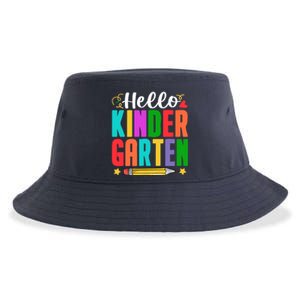 Hello Kindergarten First Day Of School Teachers Students Sustainable Bucket Hat