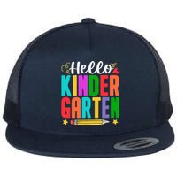 Hello Kindergarten First Day Of School Teachers Students Flat Bill Trucker Hat