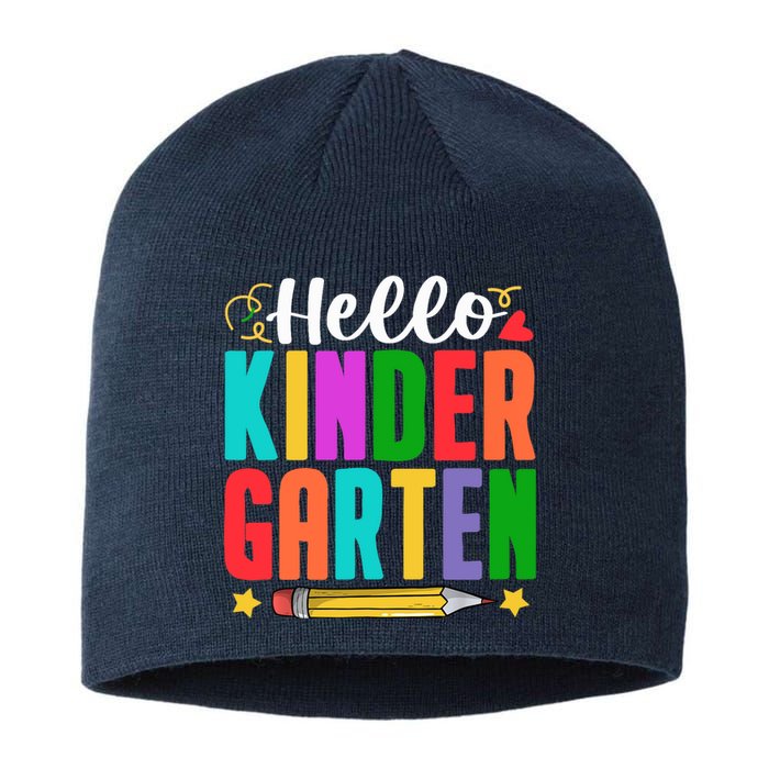 Hello Kindergarten First Day Of School Teachers Students Sustainable Beanie