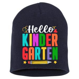 Hello Kindergarten First Day Of School Teachers Students Short Acrylic Beanie