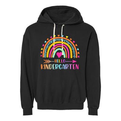 Hello Kindergarten Funny Rainbow Garment-Dyed Fleece Hoodie