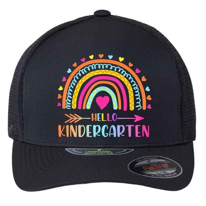 Hello Kindergarten Funny Rainbow Flexfit Unipanel Trucker Cap