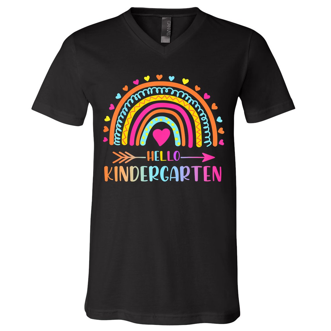 Hello Kindergarten Funny Rainbow V-Neck T-Shirt