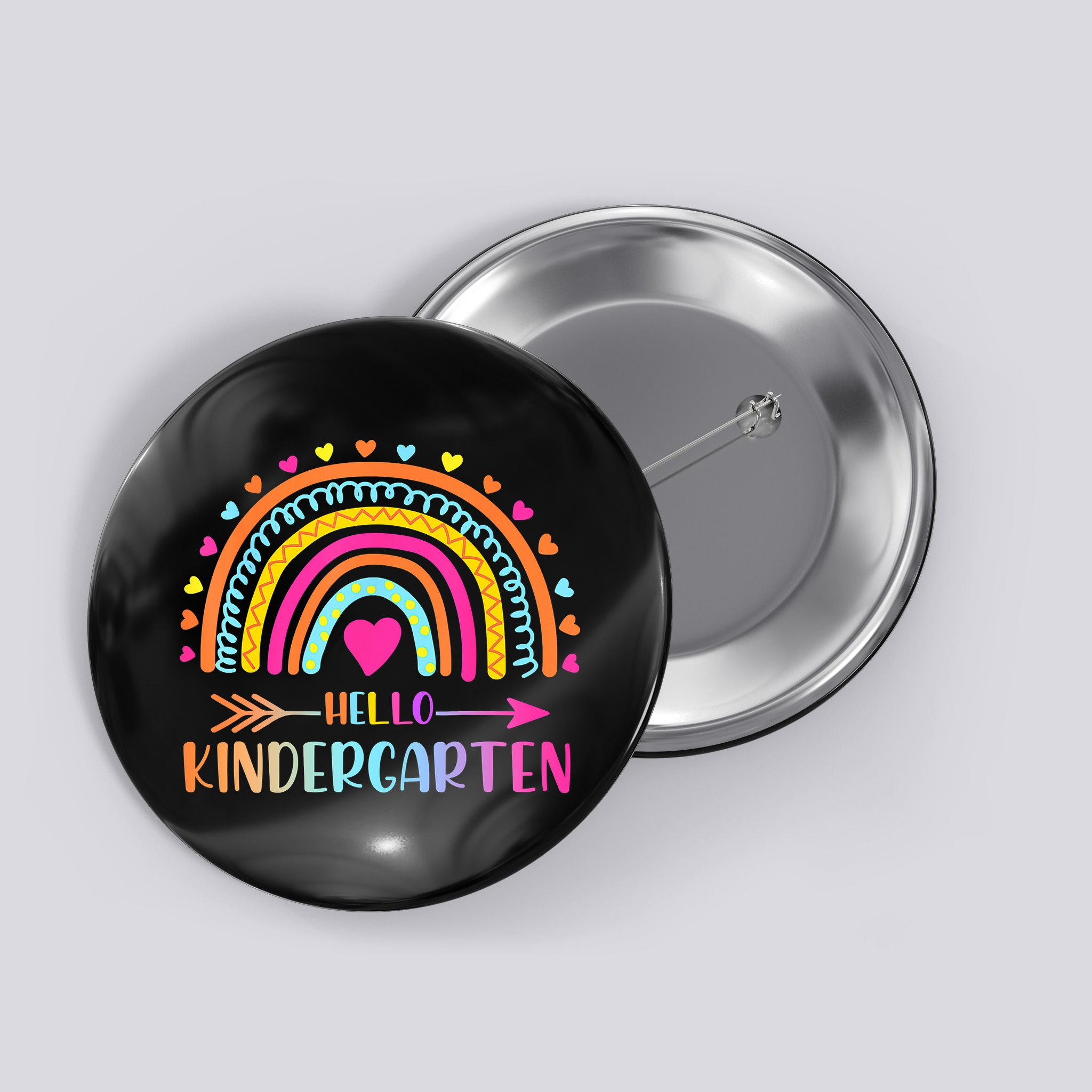 Hello Kindergarten Funny Rainbow Button