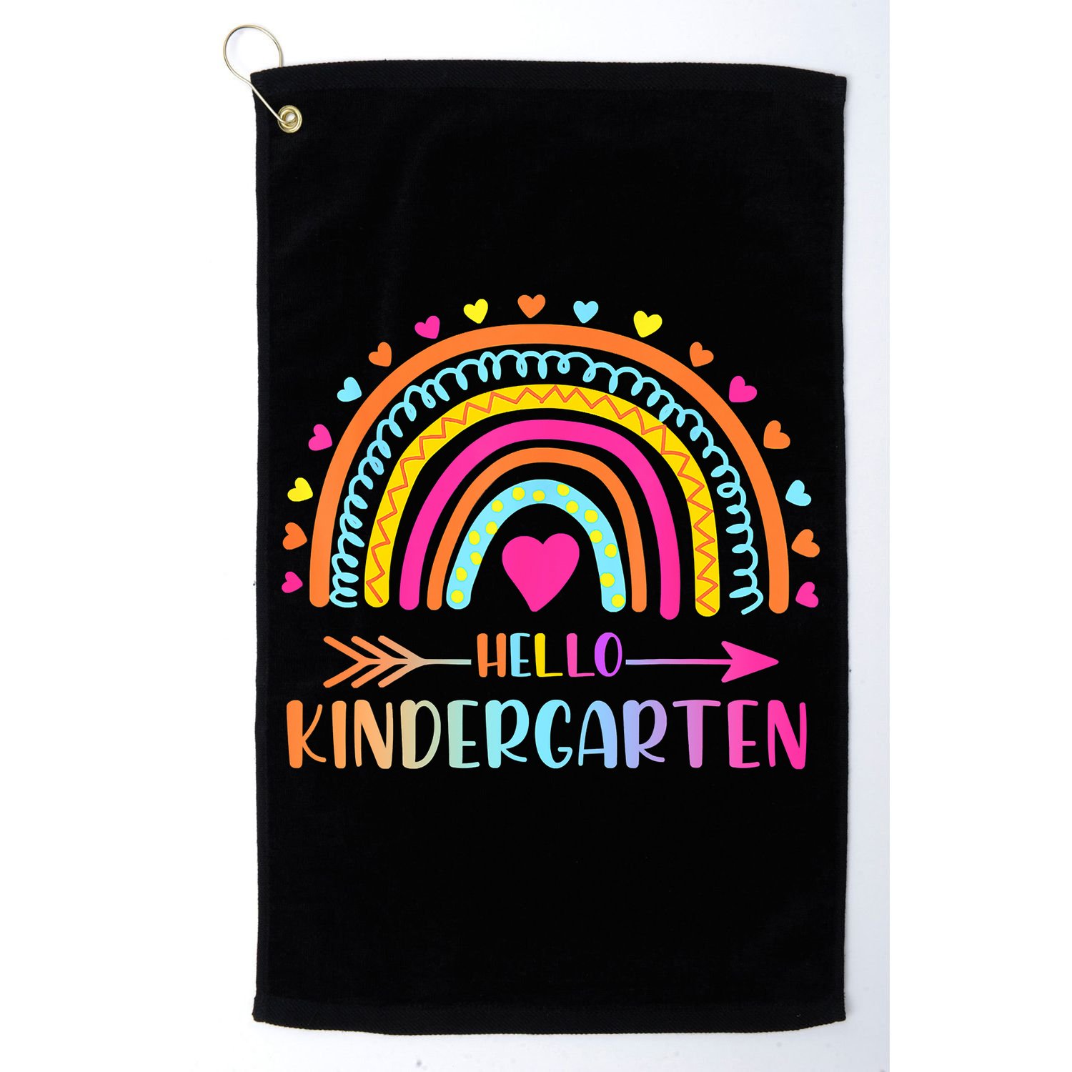 Hello Kindergarten Funny Rainbow Golf Towel