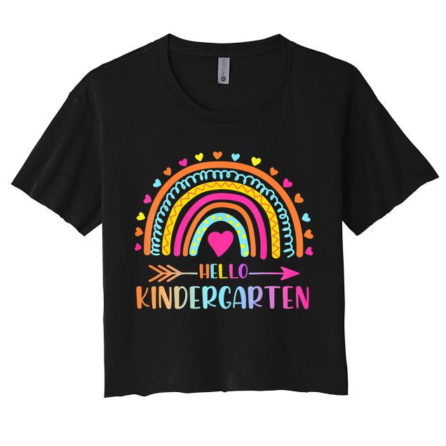 Hello Kindergarten Funny Rainbow Crop Top