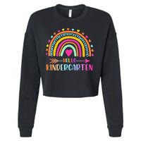 Hello Kindergarten Funny Rainbow Cropped Pullover Crew