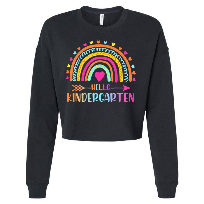 Hello Kindergarten Funny Rainbow Cropped Pullover Crew
