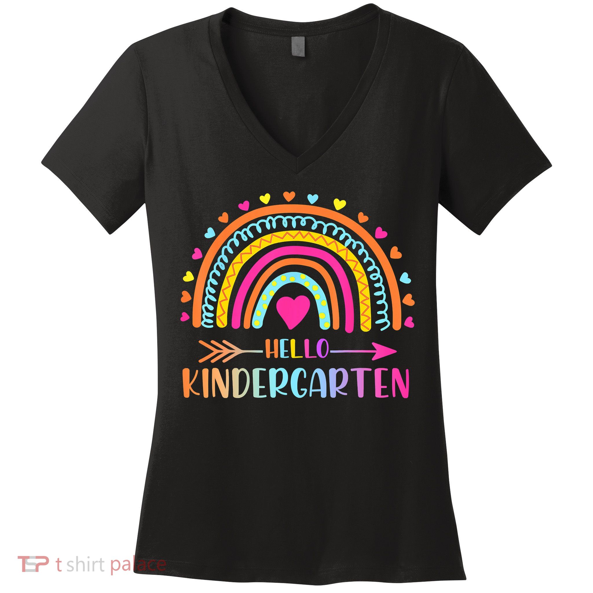 Hello Kindergarten Funny Rainbow Women's V-Neck T-Shirt
