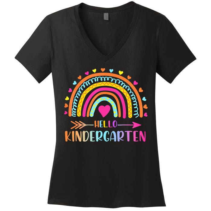 Hello Kindergarten Funny Rainbow Women's V-Neck T-Shirt