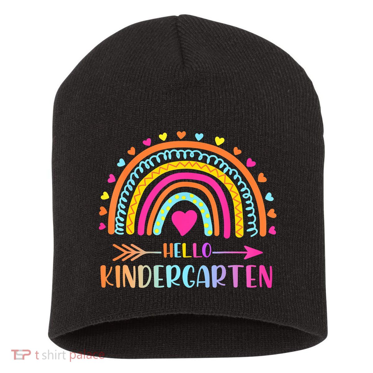 Hello Kindergarten Funny Rainbow Short Acrylic Beanie