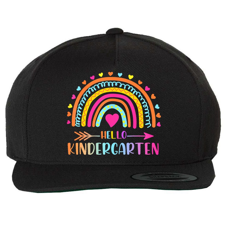 Hello Kindergarten Funny Rainbow Wool Snapback Cap