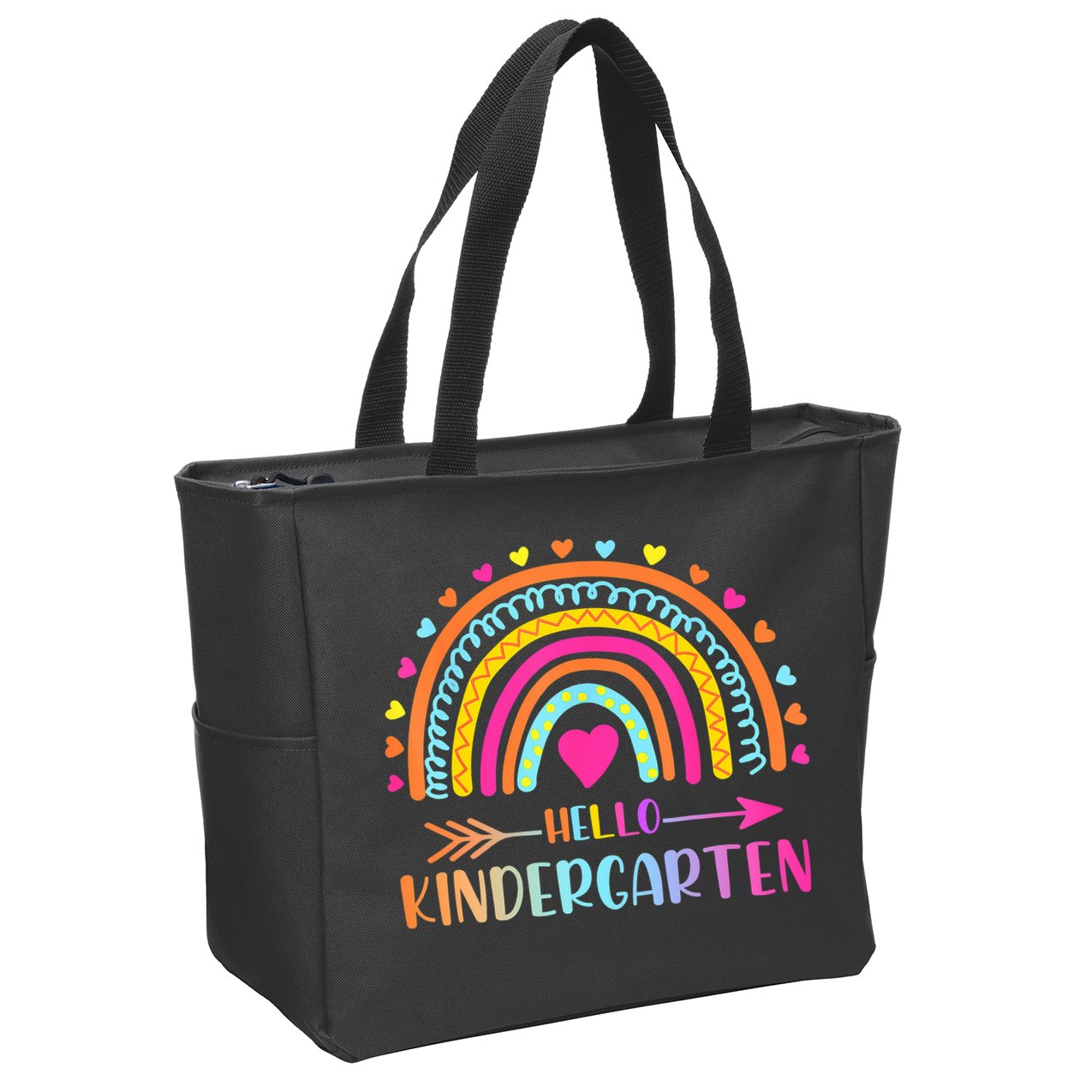 Hello Kindergarten Funny Rainbow Zip Tote Bag