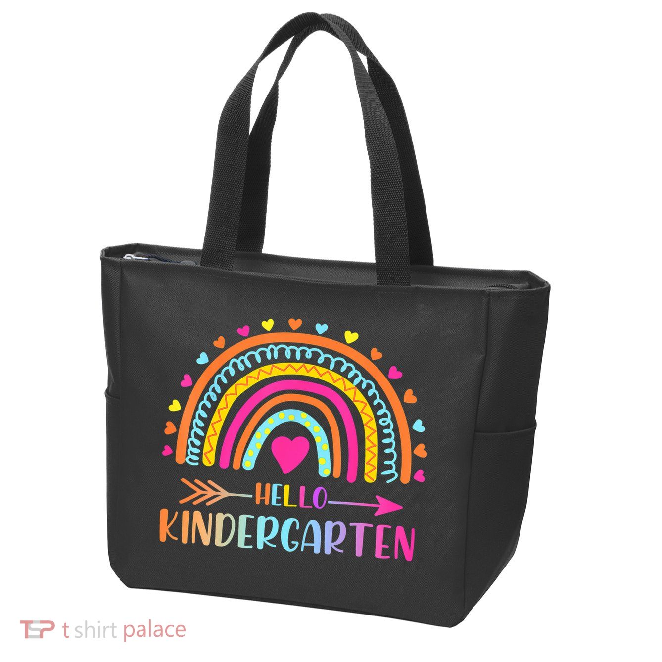Hello Kindergarten Funny Rainbow Zip Tote Bag
