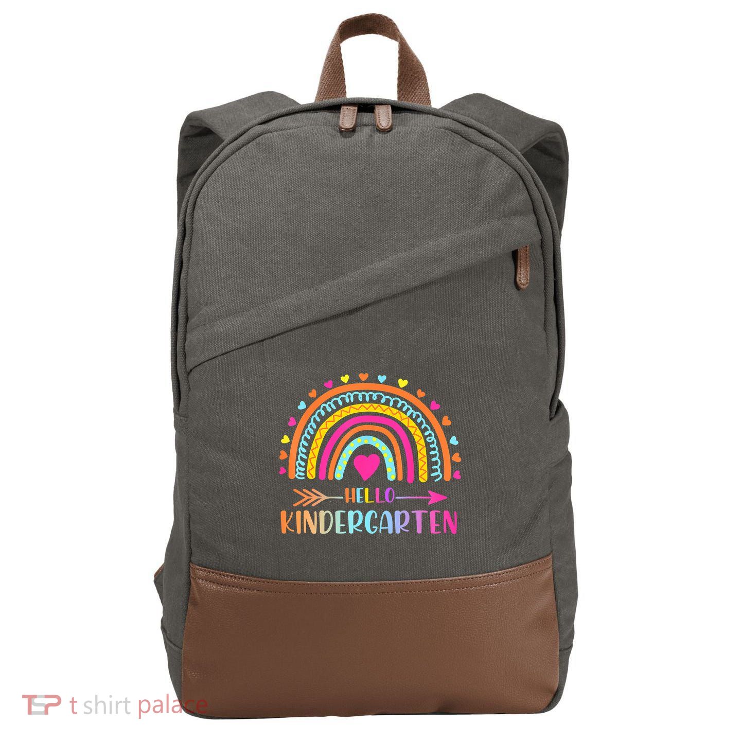 Hello Kindergarten Funny Rainbow Cotton Canvas Backpack