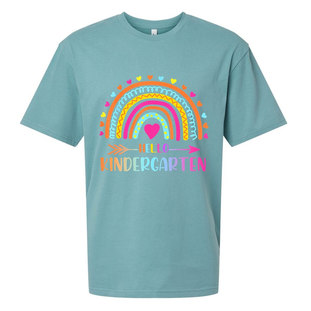 Hello Kindergarten Funny Rainbow Sueded Cloud Jersey T-Shirt