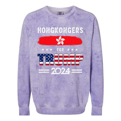 Hong Kongers For Trump 2024 Hong Kong Flag Patriotic Colorblast Crewneck Sweatshirt