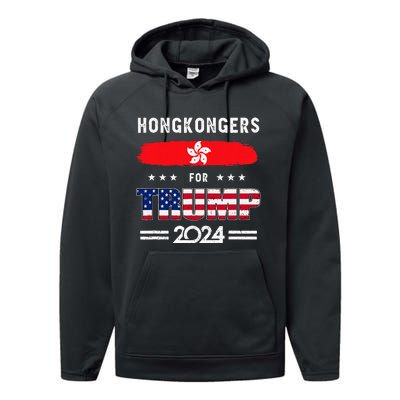 Hong Kongers For Trump 2024 Hong Kong Flag Patriotic Performance Fleece Hoodie