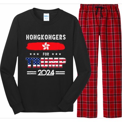 Hong Kongers For Trump 2024 Hong Kong Flag Patriotic Long Sleeve Pajama Set