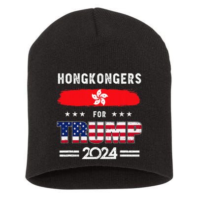 Hong Kongers For Trump 2024 Hong Kong Flag Patriotic Short Acrylic Beanie