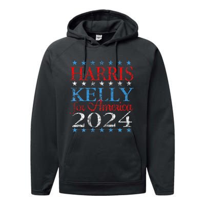 Harris Kelly For America 2024 Kamala Harris Mark Kelly Performance Fleece Hoodie