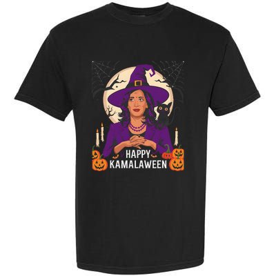 Happy Kamalaween Funny Halloween Kamala Harris Witchy Cat Garment-Dyed Heavyweight T-Shirt