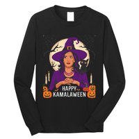 Happy Kamalaween Funny Halloween Kamala Harris Witchy Cat Long Sleeve Shirt