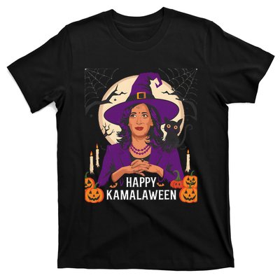 Happy Kamalaween Funny Halloween Kamala Harris Witchy Cat T-Shirt