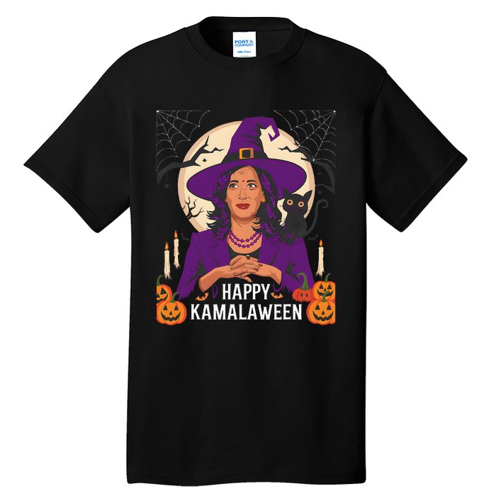 Happy Kamalaween Funny Halloween Kamala Harris Witchy Cat Tall T-Shirt