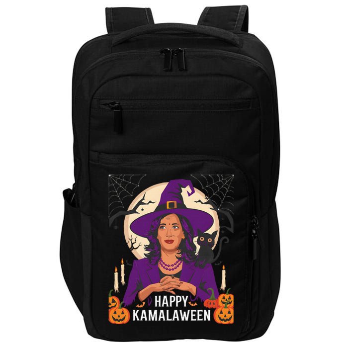 Happy Kamalaween Funny Halloween Kamala Harris Witchy Cat Impact Tech Backpack