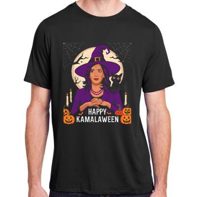 Happy Kamalaween Funny Halloween Kamala Harris Witchy Cat Adult ChromaSoft Performance T-Shirt