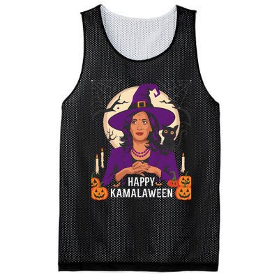 Happy Kamalaween Funny Halloween Kamala Harris Witchy Cat Mesh Reversible Basketball Jersey Tank