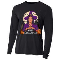 Happy Kamalaween Funny Halloween Kamala Harris Witchy Cat Cooling Performance Long Sleeve Crew